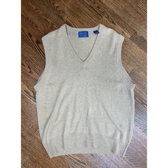 Vintage Pendleton Mens Tan 100% Lambs Wool Vest Size Medium Preppy Retro READ - Picture 7 of 12
